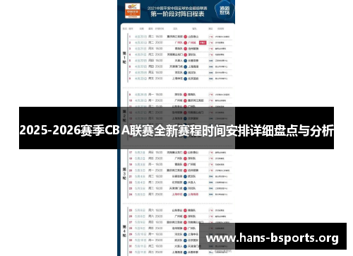 2025-2026赛季CBA联赛全新赛程时间安排详细盘点与分析