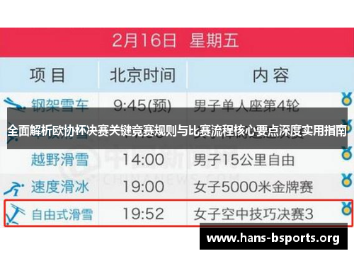 全面解析欧协杯决赛关键竞赛规则与比赛流程核心要点深度实用指南 全面解析欧协杯决赛关键竞赛规则与比赛流程核心要点深度实用指南